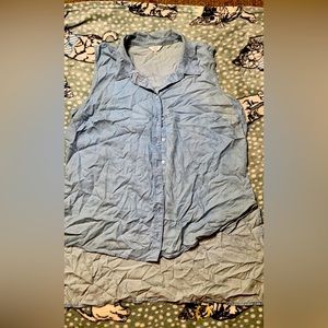 Denim button up sleeveless shirt